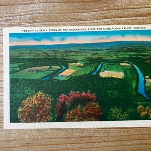 Carte postale ancienne Les sept coudes de la rivière Shenandoah et de la vallée de Shenandoah, Virginie, en lin, neuf