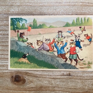 Gatos Mainzer * Vestidos * La caza está en marcha * 408 * Sin usar * Postal vintage