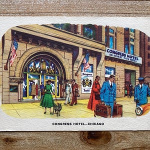 Congress Hotel, Chicago, carte postale inutilisée, souvenir antique