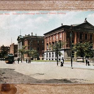 Boston, Massachusetts, Gebäude des Institute für Technologie und Naturgeschichte, 1908, gestempelte Briefmarke, antike Souvenir-Postkarte