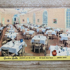Garden Grille Restaurant, Akron, Ohio, Curteich, inutilisée, carte postale souvenir vintage