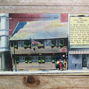 The Paul Revere House, Boston, Massachusetts, carte postale souvenir ancienne en lin, non utilisée