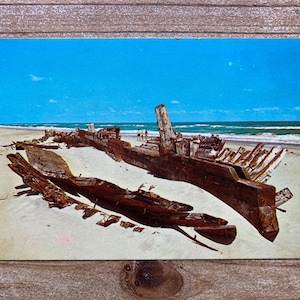 Les Outer Banks de Caroline du Nord, le naufrage du Laura Barnes, inutilisée, carte postale souvenir vintage