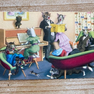 Mainzer Cats * Piano Time Sing Along * 4892 * Eugen Hartung * Belgium * Unused * Vintage Postcard * Deckle Edge