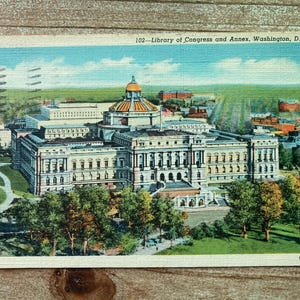 Bibliothèque du Congrès et annexe, Washington, D C, Curteich, 1941, timbre oblitéré, carte postale souvenir ancienne