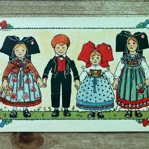 Alsace, Hansi, Enfants, Carte postale souvenir ancienne