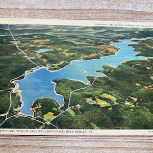 Vue en avion sur le lac Wallenpaupack, près de Hawley, Philadelphie, 18 juillet 1960, timbre oblitéré, carte postale souvenir vintage