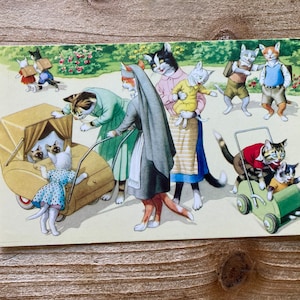 Chats Mainzer * infirmière poussant une poussette * chatons jumeaux * 4854 * Alfred Mainzer * Eugen Hartung * Turquie * inutilisé * carte postale ancienne
