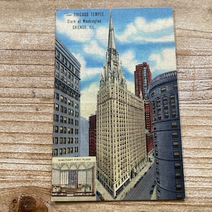 Carte postale vintage The Chicago Temple, Clark at Washington, Sanctuary First Floor, Curteich, linge de maison