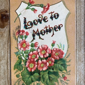 Bouclier, Fleurs roses, Amour pour ma mère, 1911, Timbre oblitéré, carte postale ancienne