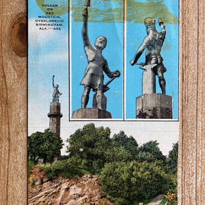 Vulcan on Red Mountain, Overlooking, Birmingham, Alabama, Unused, Antique Souvenir Postcard