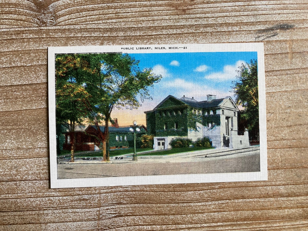 Public Library, Niles, Michigan, Carnegie, Unused, Vintage Postcard Etsy