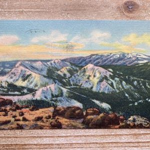 Gamme Sangre De Christo du haut des pics de Truchas, Curteich, timbre oblitéré, carte postale souvenir antique