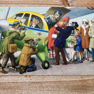 Chats Mainzer * Couple de célébrités s'embrassant dans un avion * 4996 * Eugen Hartung * Carte postale vintage non utilisée * Deckle Edge
