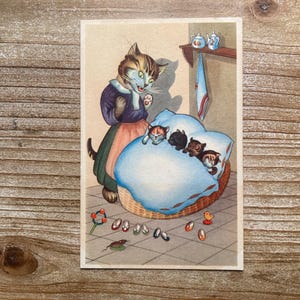Mainzer Katzen * angezogen * Gute-Nacht-Kätzchen * 409 * unbenutzt * Vintage Postkarte