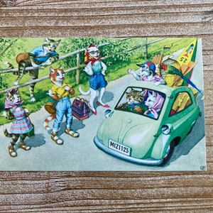 Mainzer Cats * Famille d'auto-stoppeurs * Road Trip * 4729 * Alfred Mainzer * Eugen Hartung * Turquie * inutilisé * carte postale ancienne