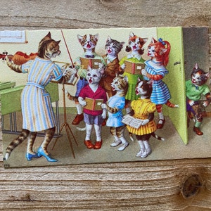 Mainzer Cats * Pratique de la chorale * 4954 * Eugen Hartung * Belgique Alfred Mainzer * Eugen Hartung * Carte postale vintage non utilisée * Deckle Edge