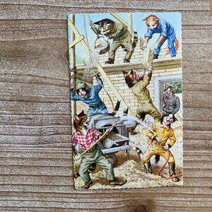 Mainzer Katzen * Baustelle * Baumeister * Wasserschlacht * 4747 * Alfred Mainzer * Eugen Hartung * unbenutzt * Vintage Postkarte * Büttenrand