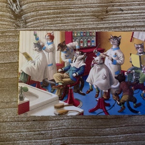 Mainzer Cats * Barber Shop * 4880 * Eugen Hartung * Belgique * Inutilisé * Carte postale vintage * Deckle Edge