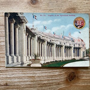 Carte postale vintage Pergolas du bâtiment agricole, Alaska, Yukon, Pacific Exposition, Seattle, 1909