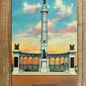 Jefferson Davis Monument, Richmond, Virginie, en lin, inutilisé, carte postale souvenir vintage