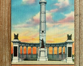 Jefferson Davis Monument, Richmond, Virginia, Linen, Unused, Vintage Souvenir Postcard
