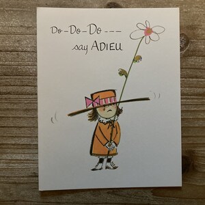 Cartão de melhoras * Menina com flor * Adeus * Pert N Pretty Series * Não utilizado * Vintage