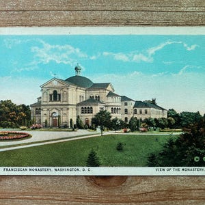 Monastère franciscain, Washington, DC, carte postale souvenir ancienne, inutilisée