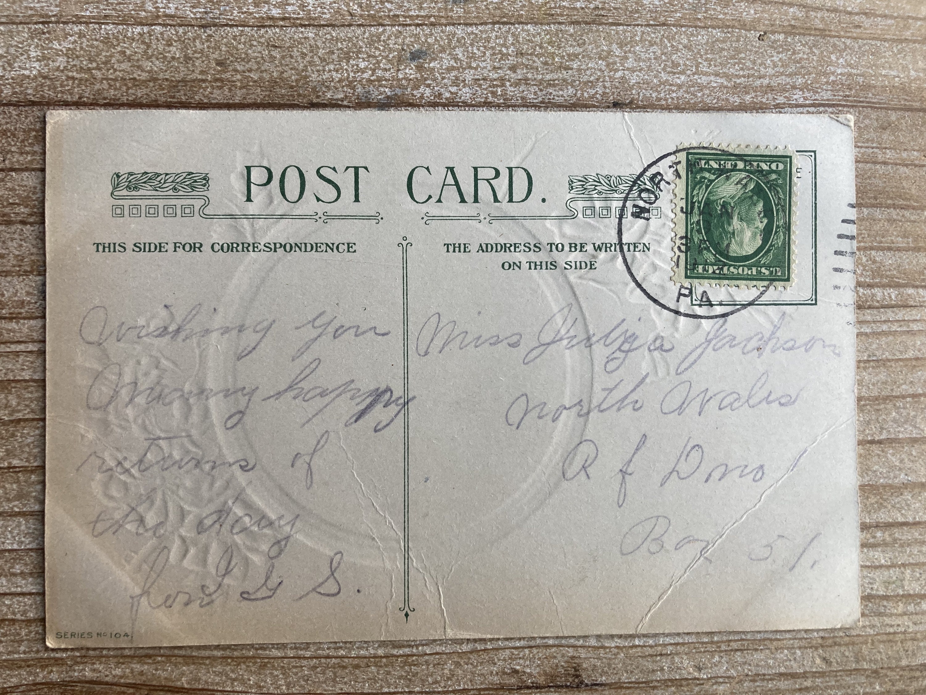 Happy Birthday Cottage Scene Dogwoods Canceled Stamp 1912 Used Vintage ...