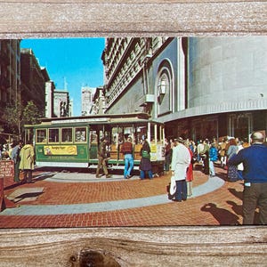 Plaque tournante du téléphérique, Powell et Market Streets, San Francisco, Californie, inutilisé, carte postale souvenir vintage