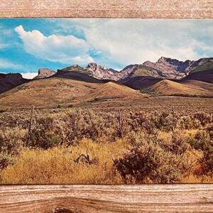 Carte postale vintage Nevada, où vit le vieil ouest, chaîne de montagnes, ranch