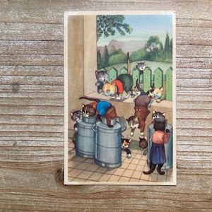 Mainzer Katzen * bekleidet * Milchräuber * 408 * unbenutzt * Vintage Postkarte