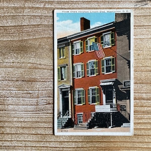 Carte postale maison où Abraham Lincoln est mort, Washington, D. C., inutilisé, vintage