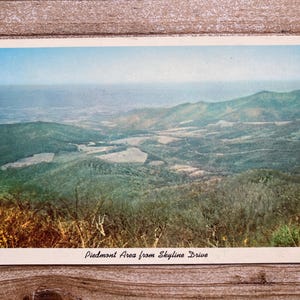 Région du Piémont depuis Skyline Drive, parc national de Shenandoah, Virginie, inutilisée, carte postale souvenir vintage