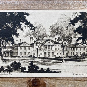 The Williamsburg Inn, Williamsburg, Virginie, gravure sur plaque de cuivre, inutilisé, carte postale souvenir antique