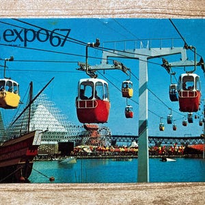 Expo 67, Montréal, Canada, The Sky Ride On La Ronde, 1967, Timbre oblitéré, carte postale souvenir vintage
