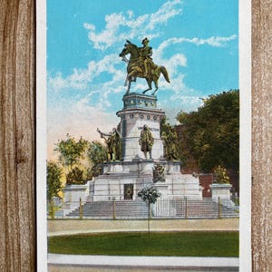 Carte postale vintage Washington Monument, Richmond, Virginie, Curt Teich, linge de maison