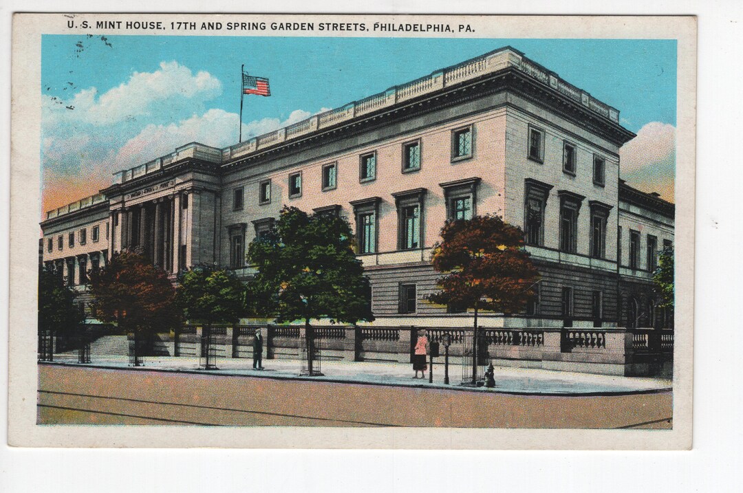 U. S. Mint House Philadelphia Pennsylvania Canceled Stamp Vintage