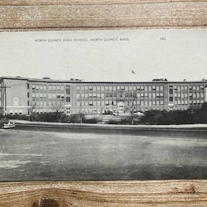 North Quincy High School, Massachusetts, Photolux, sem uso, cartão postal antigo de lembrança