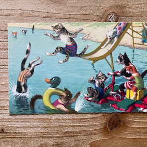 Mainzer Cats * Natation et glisse * 4888 * Eugen Hartung * Belgique * Inutilisé * Carte postale ancienne * Deckle Edge