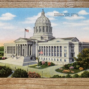 Capitole de l'État du Missouri, Jefferson City, Kropp Co, lin, inutilisé, carte postale vintage