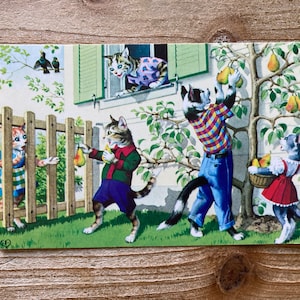 Mainzer Cats * Poirier * Cueillette de fruits * 4727 * Alfred Mainzer * Eugen Hartung * Turquie * Inutilisé * Carte postale vintage