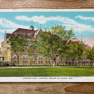 Campion Hall, Campion, Prairie du chien, Wisconsin, Kropp Co, linge de maison, inutilisé, carte postale souvenir antique