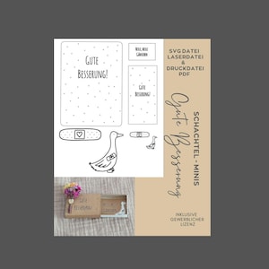 File laser SVG e file PDF box - mini, pronta guarigione, salute, souvenir, piccoli regali, taglio laser, file cartaceo