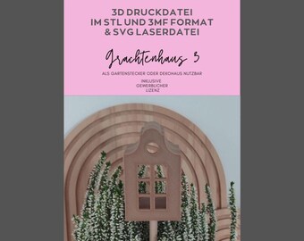 3D Druck Datei 3MF/STL Format,Grachtenhaus 3,Häuser Teelicht/ Unterwasserlicht,Gartenstecker,Deko,inkl. gewerbl. Lizenz,Bambulab,Mitbringsel