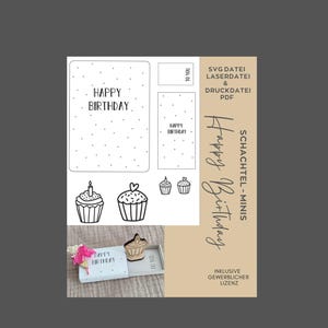 SVG Laserdatei und PDF Datei Schachtel- Minis,Happy Birthday,Herzlichen Glückwunsch,Alles Gute,Mitbringsel,kl.Geschenke,Lasercut,Papierdatei