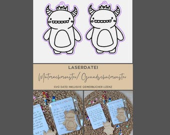 Laser file, SVG file, elementary school monster, first day of school, kindergarten, courage monster, school, laser cut