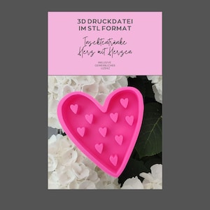 3D Druck Datei STL, inkl. gewerblicher, Insektentränke in Herzform mit Herzen für Insekten,Geschenk ErzieherInnen/ LehrerInnen, Gartendeko