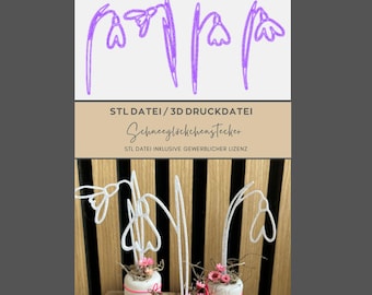 STL file / 3D print file including commercial license, snowdrop plug, spring, souvenir, small gifts