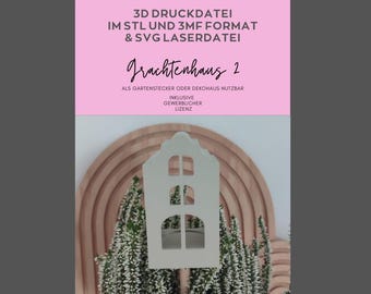 3D Druck Datei 3MF/STL Format,Grachtenhaus 2,Häuser Teelicht/ Unterwasserlicht,Gartenstecker,Deko,inkl. gewerbl. Lizenz,Bambulab,Mitbringsel